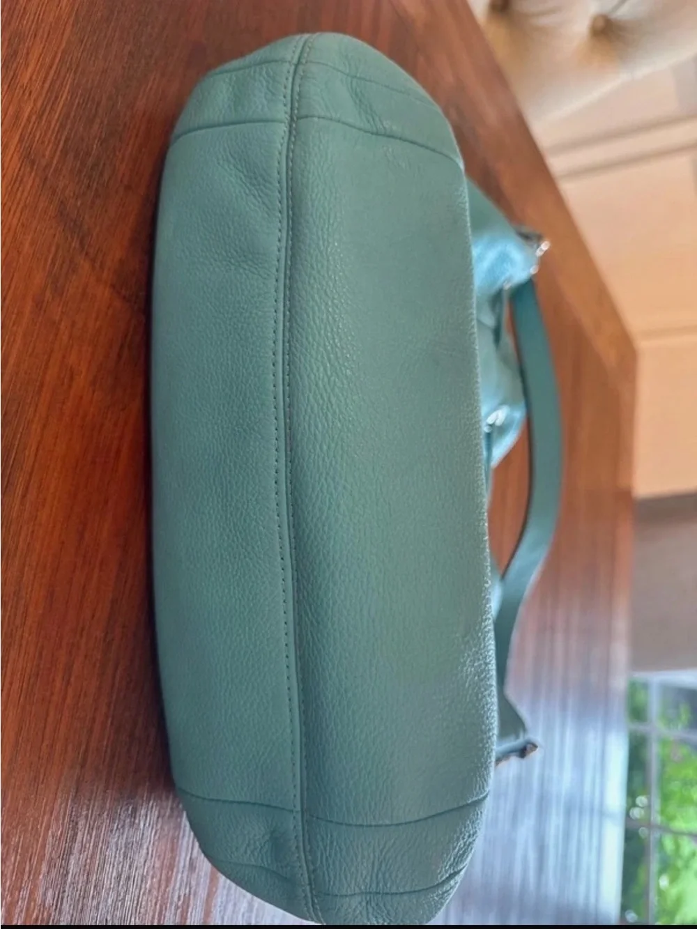 COACH Turquoise Drawstring Leather Bucket Bag